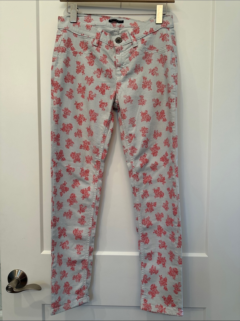 Sisley Mint Jeans with Pink Floral Print
